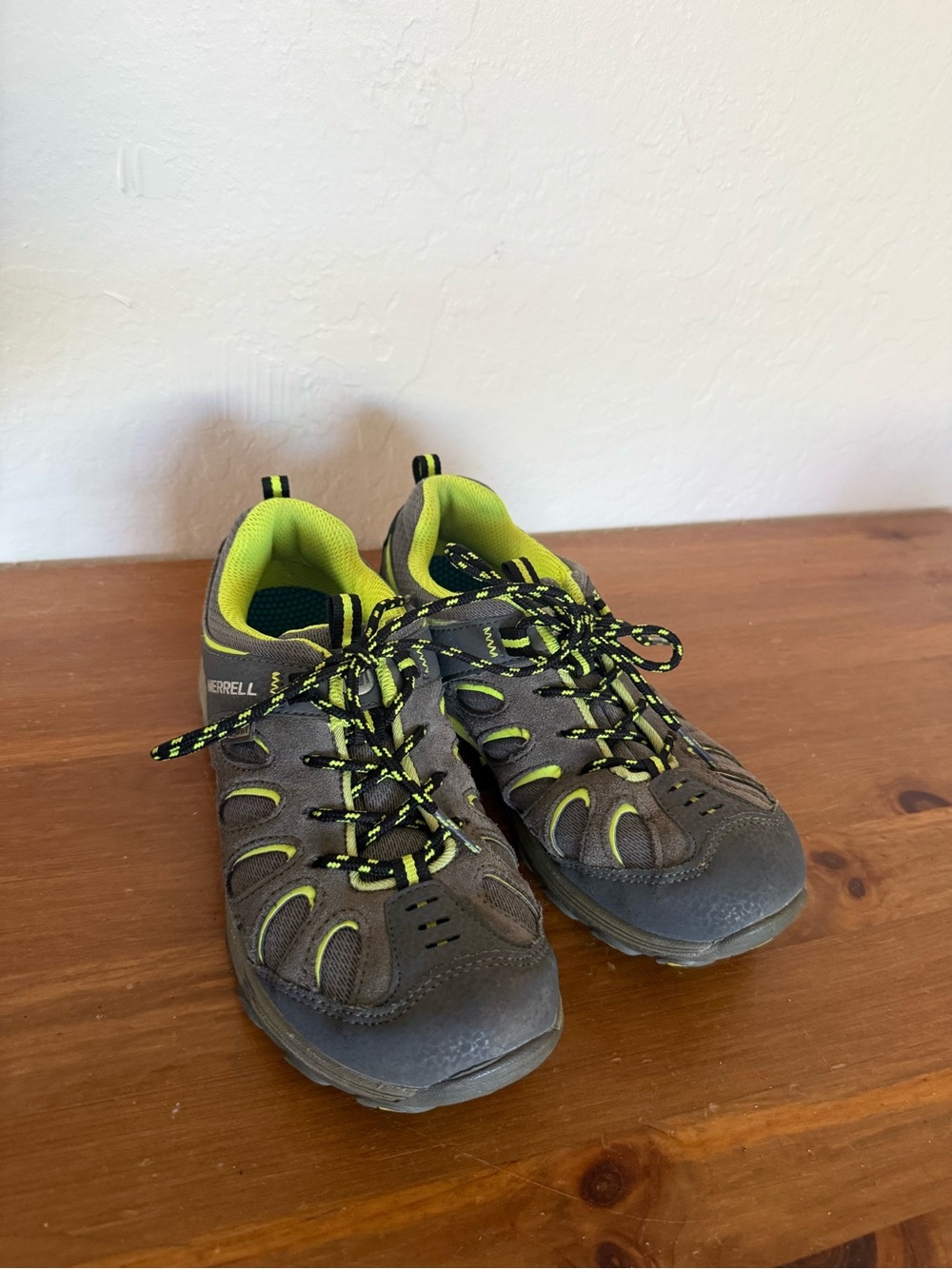 Merrell Kids Gray and Lime Green Trail Sneakers
